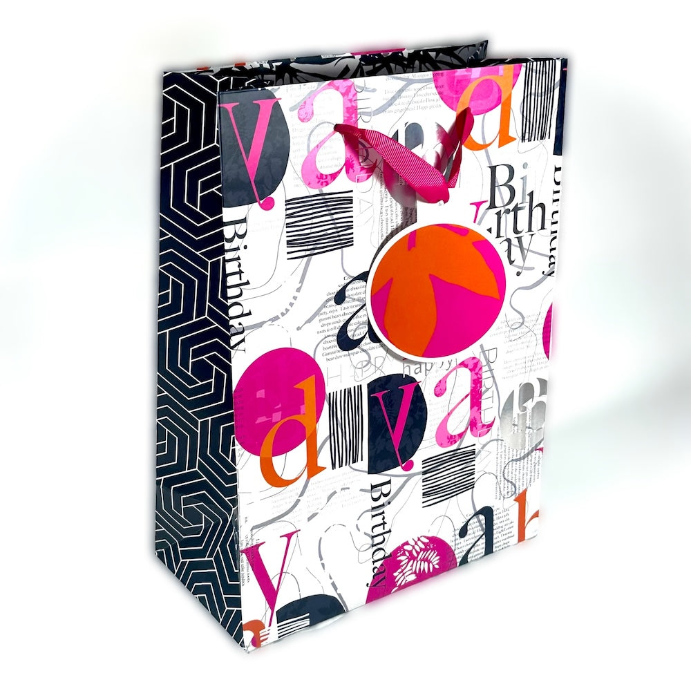 Bolsa de Regalo L - HBDay Naranjo/Pink (con Folia Met.)