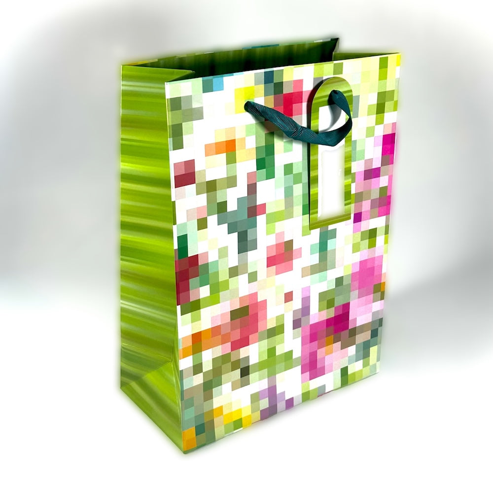 Bolsa de Regalo L - Pixels Verde/Rosado