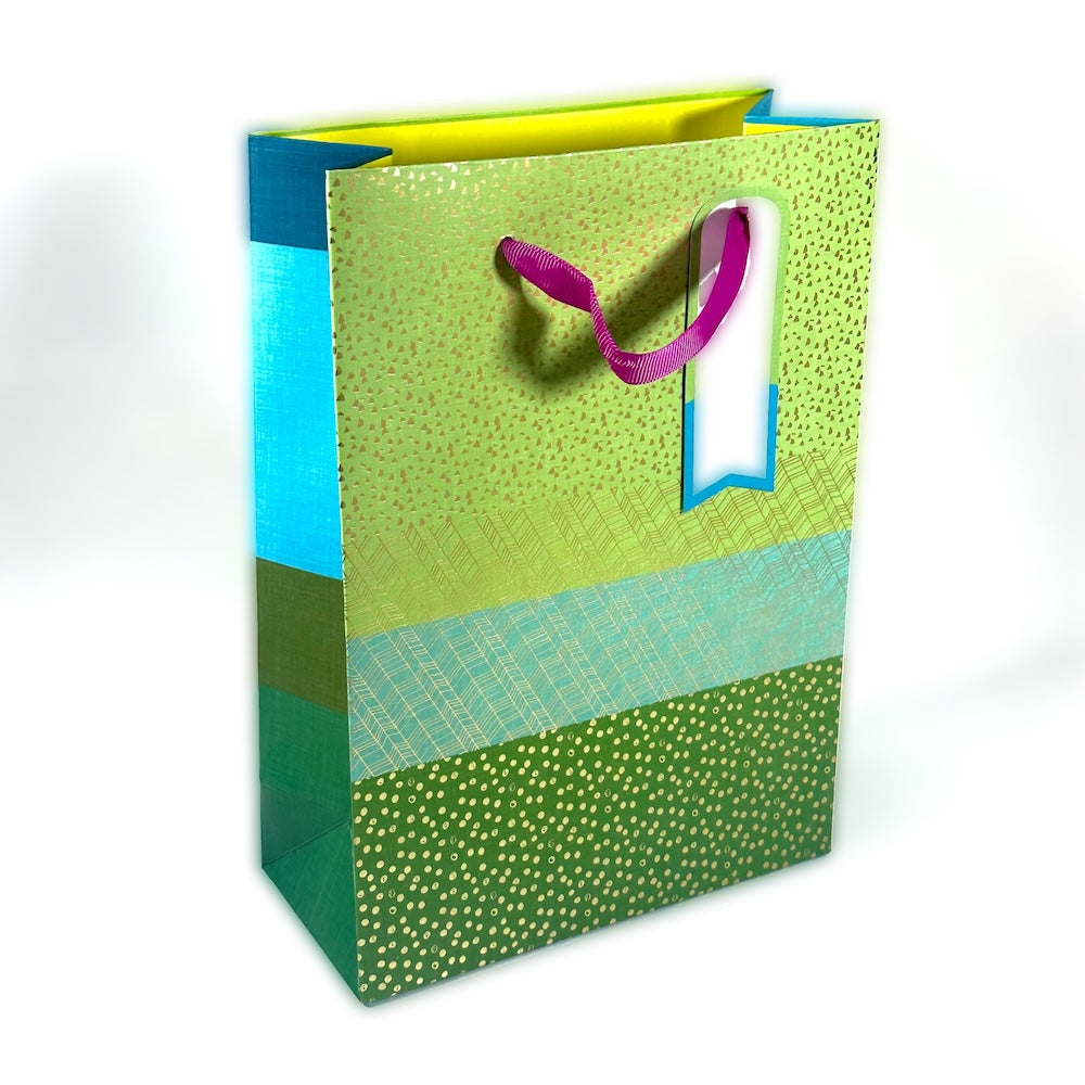 Bolsa de Regalo M - Geométrico Verde (con Folia Met.)