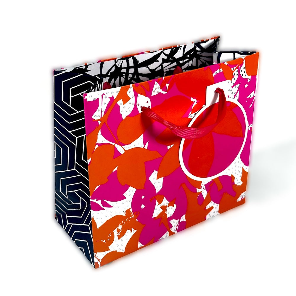 Bolsa de Regalo S - Hojas Naranjo/Pink (con Folia Met.)