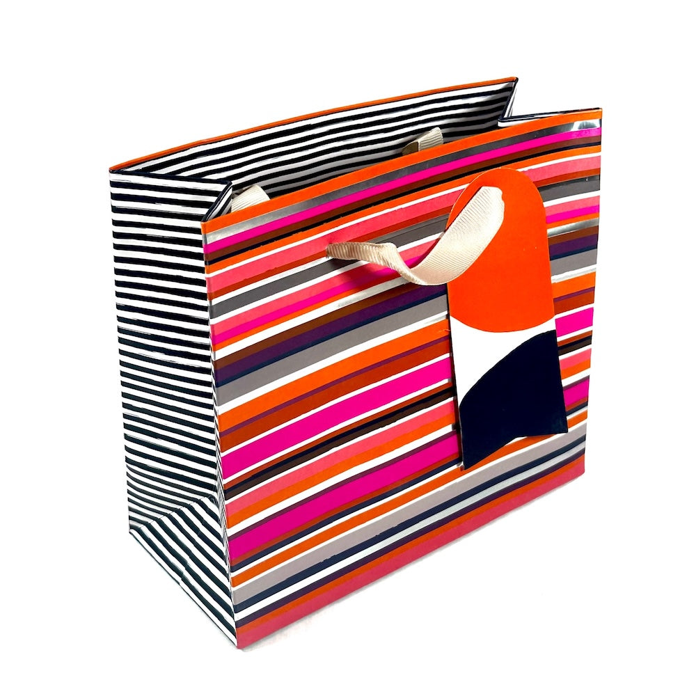 Bolsa de Regalo S - Lineas Naranjo/Pink (con Folia Met.)