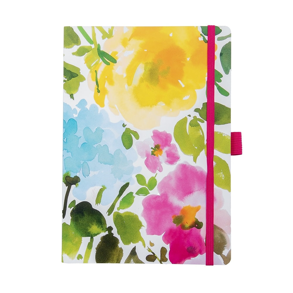 Libreta Tapa Blanda A5 (Puntos) - Flores Verde/Rosa