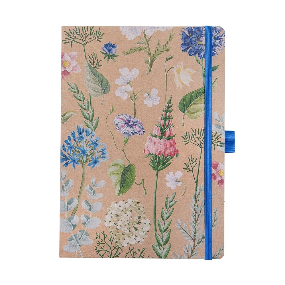Libreta Tapa Blanda A5 (Puntos) - Kraft Flores Moradas