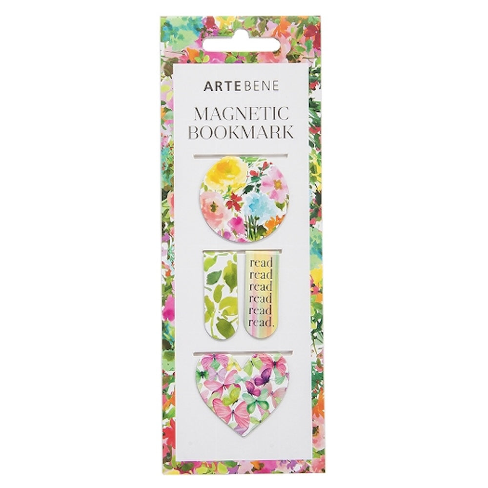 Set Marcapáginas Magnéticos - Flores Verde/Rosa