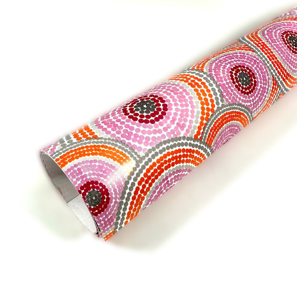 Papel de Regalo - Circulos Naranjo/Pink