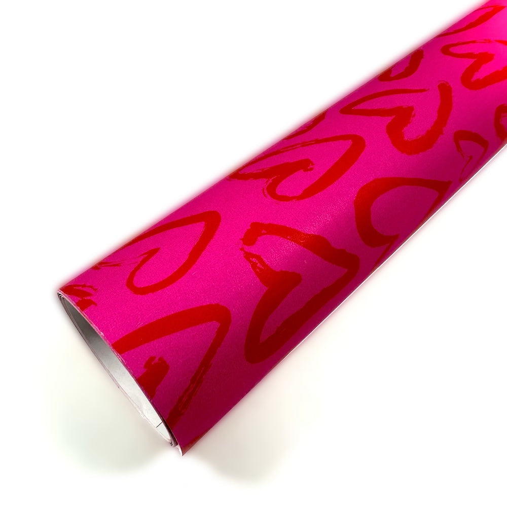 Papel de Regalo - Corazones Naranjo/Pink