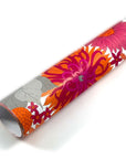 Papel de Regalo - Flores Naranjo/Pink con Gris