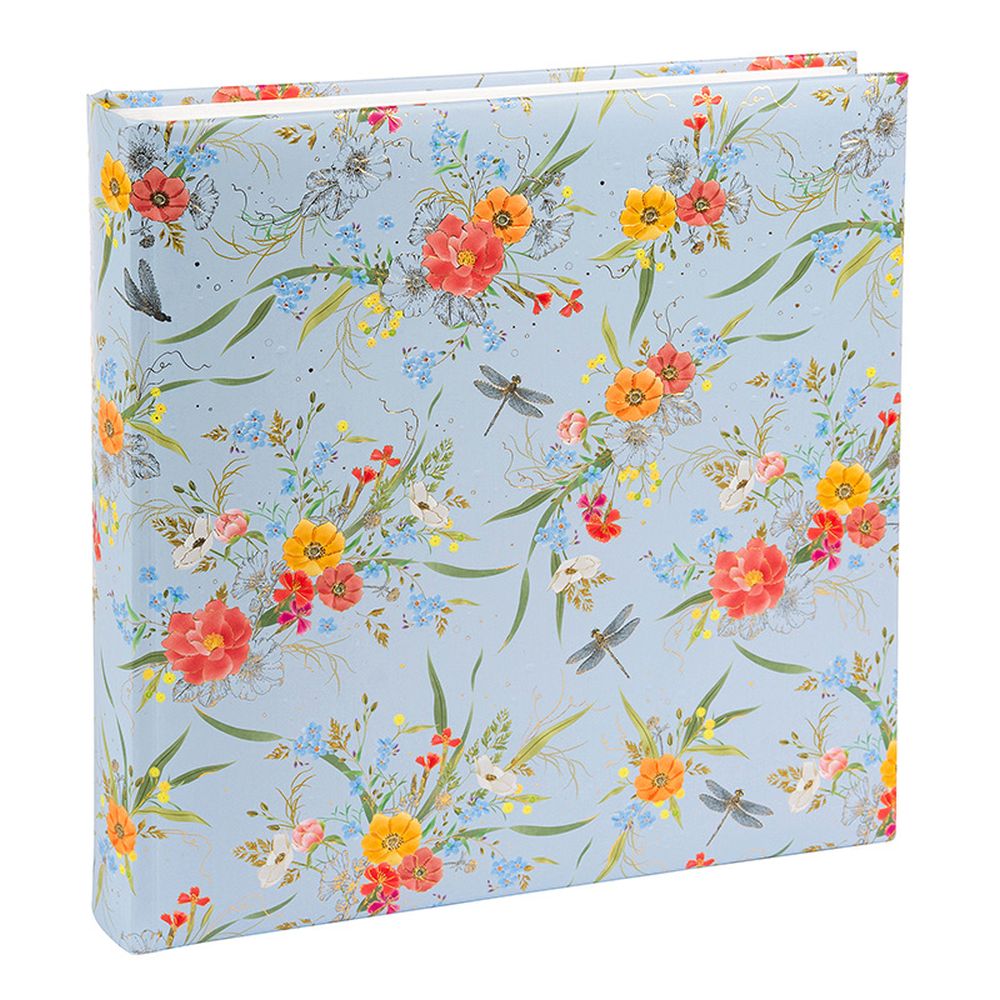 Album Cuadrado Hojas Blancas - Verano Flores Celeste