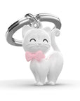 Llavero - Gato Blanco Cinta Rosa