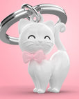 Llavero - Gato Blanco Cinta Rosa